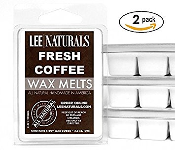 Lee Naturals Classics - (2 Pack) FRESH COFFEE Premium All Natural 6-Piece Soy Wax Melts. Hand Poured Naturally Strong Scented Soy Wax Cubes