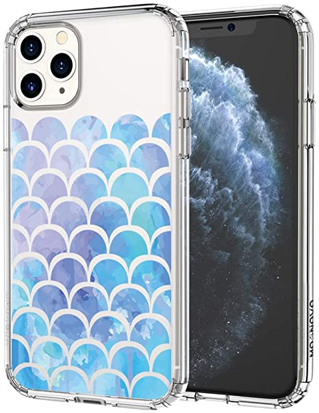 MOSNOVO iPhone 11 Pro Case, Mermaid Scale Pattern Clear Design Transparent Plastic Hard Back Case with TPU Bumper Protective Case Cover for Apple iPhone 11 Pro (2019)