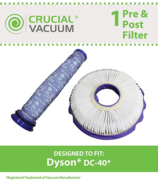 Pre and Post-Motor HEPA Filter for Dyson DC40 Vacuums; Compare to Dyson Part Nos. 923587-02, 922676-01; Designed & Engineered by Think Crucial