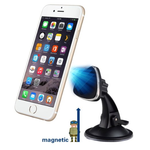 MaxGear Magnetic Cell Phone Holder Windshield Dashboard Universal Car Mount for General Mobile Phones,Car Holder for iphone 6s/6 plus 5 5s 4s, Android Samsung Galaxy S7/S6/S5, Note 6/5/4 etc