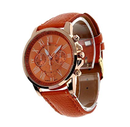 SMTSMT Women's Leather Analog Quartz Wrist Watch-Orange