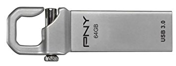 PNY Metal Hook 64GB USB 3.0 Flash Drive - Transfer Large Files Faster Than USB 2.0 (P-FDU64GHK30-GE)