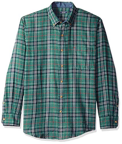 IZOD Men's Stratton Long Sleeve Button Down Plaid Flannel Shirt