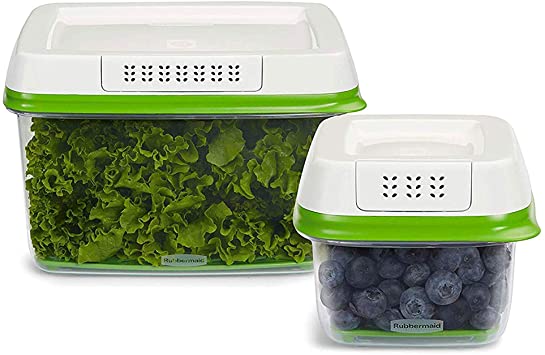 Rubbermaid 2101797 FreshWorks Produce Saver Food Storage Containers Set, 4-Piece