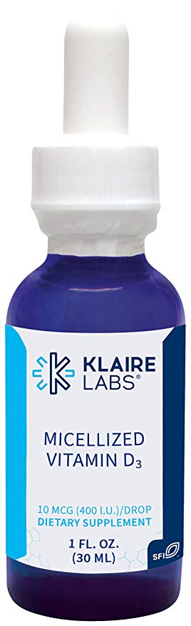 Klaire Labs Micellized Vitamin D3 Liquid - 400 IU per Drop, 1 Fl Oz (30 Ml)