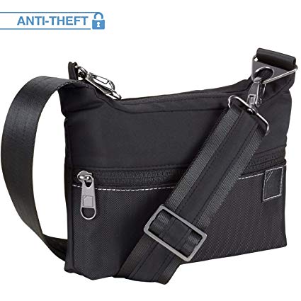 Lewis N. Clark Secura Women’s Anti-Theft Sling Messenger Crossbody Bag W/RFID Blocking Pockets Travel Purse, Black, One Size