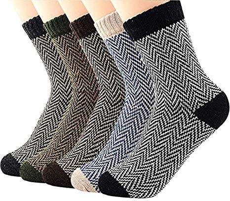 Century Star Women's Vintage Winter Soft Wool Warm Comfort Cozy Crew Socks 5 Pack