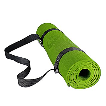 Goldmore Yoga Mat with Strap Non Slip,Eco Friendly SGS Certified TPE Exercise Mat for Pilates,Hot Yoga,Core Exercises,Fitness Interval Training- High Density Thick 1/4" Durable Mat 72"24"