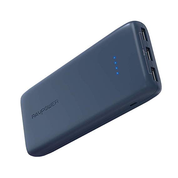 Portable Charger RAVPower 22000mAh Power Bank 22000 Battery Pack Charger 5.8A Output 3-Port (2.4A Input, Triple iSmart 2.0 USB Ports, Li-Polymer Battery) Battery Charger for Smartphone Tablet-Blue