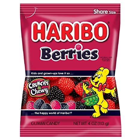 Haribo Gummi Candy, Berries, 4 ounce (Pack of 12)