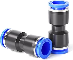 TAILONZ PNEUMATIC Blue Straight Reducing 1/8" Tube OD x 5/32" Tube OD Tube OD Push to Connect Tube Fittings Push Lock PG1/8-5/32 (Pack of 10)