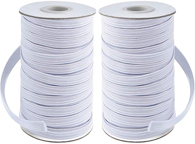 Coopay 40 Yards Length 1/2" Width Elastic Cord Elastic Bands Elastic Rope Heavy Stretch Elastic Spool Knit for Sewing, 2 Rolls, 20 Yards/Roll (White, 1/2 Inch)