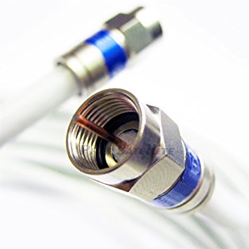 100ft WHITE OUTDOOR QUAD SHIELD RG6 CABLE 18AWG 3Ghz 75 Ohm CL2 In-Wall ANTENNA DirecTV Satellite Approve WEATHER SEAL ALL BRASS CONNECTORS UL ETL CUT TO ORDER ASSEMBLED IN USA by PHAT SATELLITE INTL