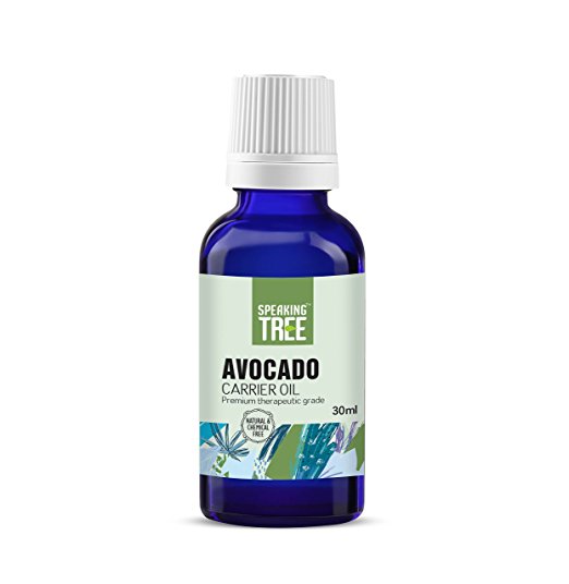 Speaking Tree - 100% Pure, Natural, Cold Pressed Avocado Carrier Oil - Gentle, Rich, Soothing, Protective, Moisturizer for Hair, Face & Skin. Anti-Aging, Anti-Wrinkle & Great Massage Oil - 30ml with Steel roller bottle
