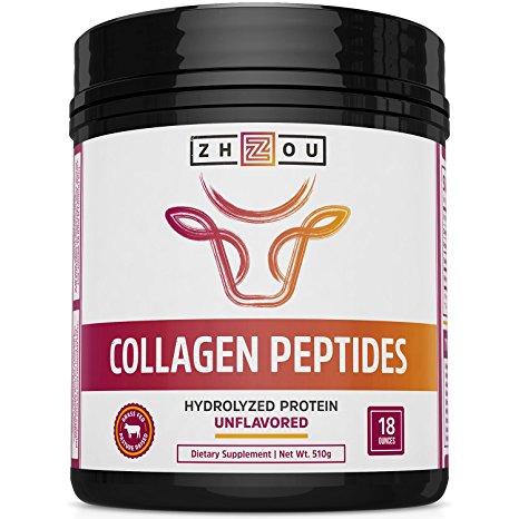 Collagen Peptides Hydrolyzed Protein Powder 18oz - Supplement For Vital Joint & Bone Support, Glowing Skin, Strong Hair & Nails, Digestive Health - Unflavored, Hormone-Free, Grass Fed & Pasture Raised