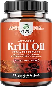 Antarctic Krill Oil 500mg Softgels - Omega 3 Krill Oil Supplement with EPA DHA & Astaxanthin for Brain Joint & Heart - 3rd Party Lab Tested No Gluten GMOs or Fishy Aftertaste (Up to 8 Month Supply)