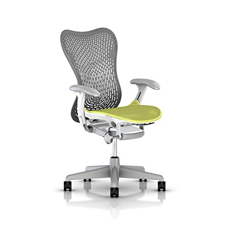 Herman Miller Mirra 2 Task Chair: Tilt Limiter - FlexFront Adj Seat Depth - Adj Lumbar Support - TriFlex Back - Adj Arms - Fog Base/Studio White Frame