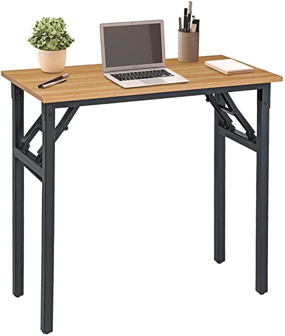 KINGSO Foldable Desk for Teens, 32" Small desks for Small Spaces No Assembly Required, Sturdy and Heavy Duty Folding Table for PC/Laptop