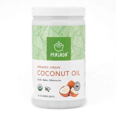 Prasada Organic Virgin Coconut Oil (32oz) | Cold-Pressed, Non-GMO, Single Origin | Perfect for Baking, Frying, Grilling and Cosmetic Application