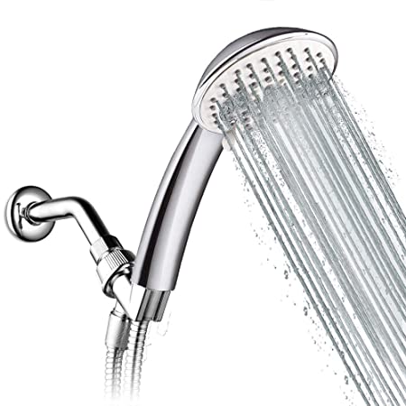 ALTON SHR20955 4-INCH, ABS 5-Function 2-IN-1 Shower Head With SS-304 Grade 1.5 Flexible Hose Pipe, Brass Arm and Adjustable Bracket (Chrome)