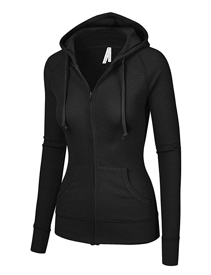 ViiViiKay Womens Casual Warm Thermal Knitted Solid Zip-up Hoodie Thin Jacket