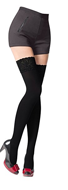 NEW Lace Top 80 Denier Sheer Hold-Ups Stockings by Romartex , 9 Various Colours- Sizes S-XL
