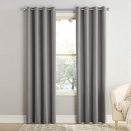 Sun Zero Barrow Energy Efficient Grommet Curtain Panel, 54" x 84", Gray