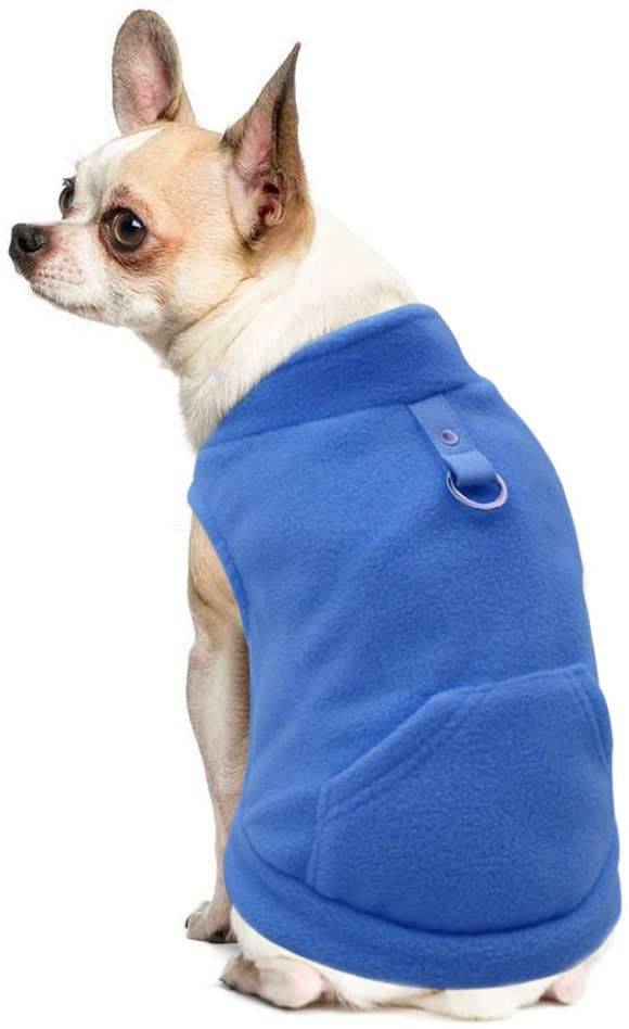 EXPAWLORER Fleece Autumn Winter Cold Weather Dog Vest Harness Clothes with Pocket for Small Dogs