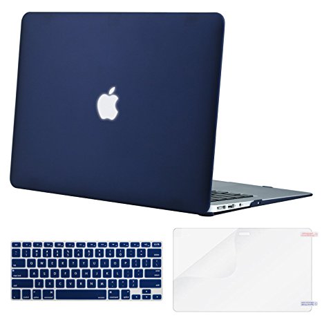 Mosiso Plastic Hard Case with Keyboard Cover with Screen Protector for MacBook Air 13 Inch (Models: A1369 and A1466), Navy Blue