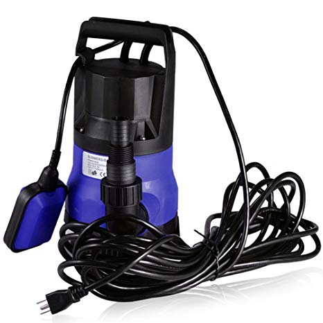 Submersible Water Pump Sump with Float Switch Portable 1/2HP Clean/Dirty (Blue2)