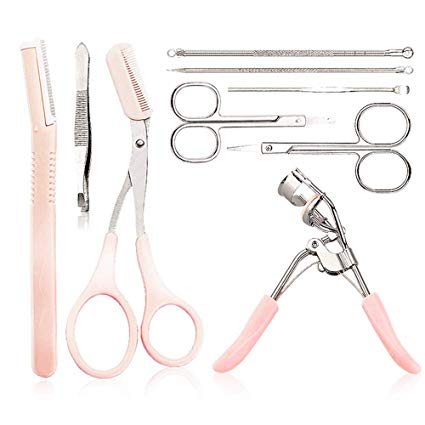 Eyebrow Grooming suit Kits – Eyebrow Scissors Kits for Women, Make up Cosmetic Tool (Pink)