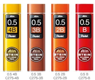 Pentel Ain Stein Mechanical Pencil Lead, 0.5mm B,2B,3B,4B (40 Leads) 1 Each   Original 5 Colors Sticky Notes