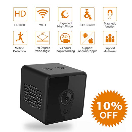 Mini Spy Camera WiFi, Jayol 1080P Spy Hidden Camera Upgraded Night Vision and Motion Detection Spy Cam, Portable Nanny Cam for Home/Office Security and Outdoor (With Cell Phone App)