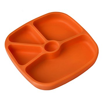 TTLIFE Baby Place-mats Silicone Plates for Toddlers,Kids,Non-skid Suction bottom,Baby Trays for Eating, Feeding Tray, BPA Free,Dishwasher Safe   A Portable Bag - Orange