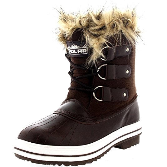 Polar Products Womens Lace Up Rubber Sole Short Winter Snow Rain Shoe Boots