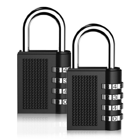 Puroma 2 Pack Combination Lock 4 Digit Padlock for School Gym Locker,Luggage Suitcase Baggage Locks,Filing Cabinets,Toolbox,Case(Black)