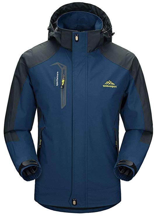 Rdruko Men's Jacket with Hood Waterproof Windproof Casual Outdoor Softshell Raincoat Sportswear