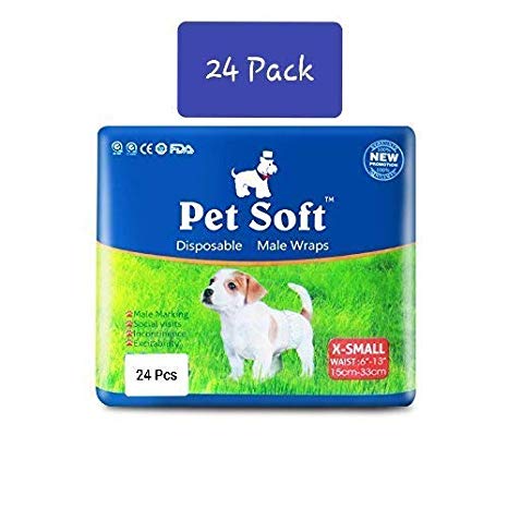 Pet Soft Disposable Male Wrap Dog Diapers Simple and Convenient, 24 Count