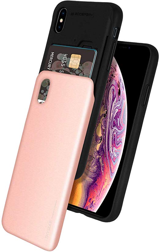 Goospery iPhone Xs Max Case [Sliding Card Holder] Protective Dual Layer Bumper [TPU PC] Cover with Card Slot Wallet for Apple iPhone Xs Max 2018 6.5 inch (Rose Gold) IPXSP-Sky-RGLD