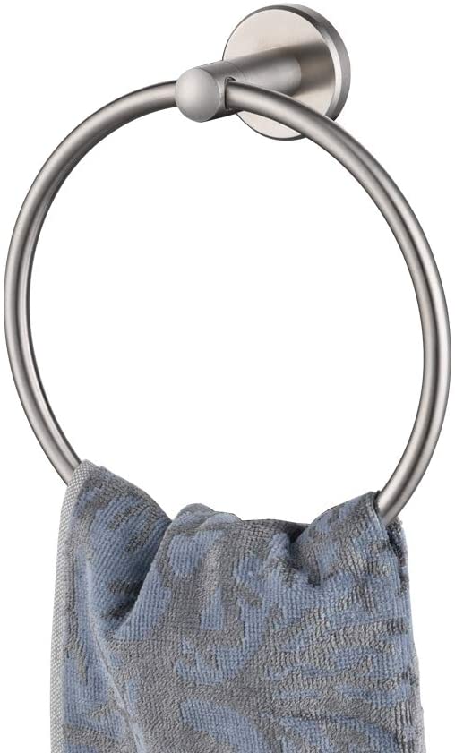 JQK Towel Ring, 304 Stainless Steel Hand Towel Holder for Bathroom, Brushed Finished Wall Mount, TR130-BN