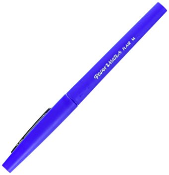 Paper Mate Flair Felt Tip Pens, Medium Point, Blue, 12-Count