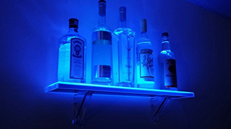 4 Foot Wall Mount LED Liquor Shelf - Made in the USA - Includes Wireless Remote Control, Wall brackets and hardware, and UL Listed Power Supply (48" L x 4.5" Deep x .75" Thick)