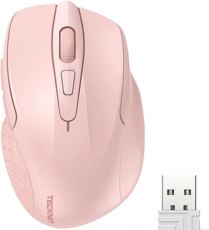 TECKNET Wireless Mouse, 2.4G Ergonomic Optical Mouse, Computer Mouse for Laptop, PC, Computer, Chromebook, Notebook, 6 Buttons, 24 Months Battery Life, 2600 DPI, 5 Adjustment Levels