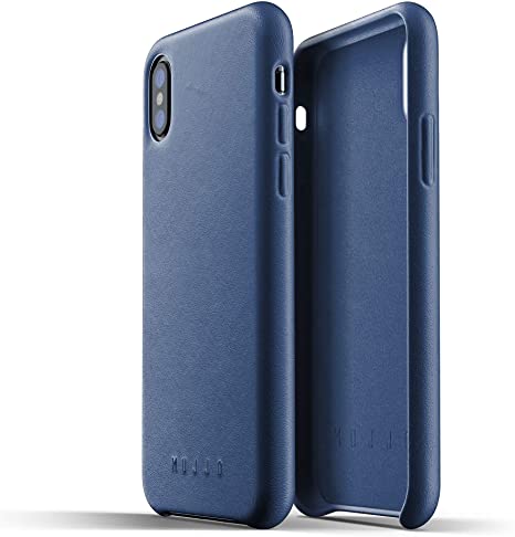 Mujjo Full Leather Case for iPhone Xs, iPhone X | Premium Genuine Leather, Natural Aging Effect | Super Slim Profile, Wireless Charging (Morocco Blue)