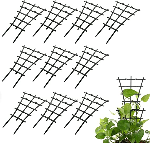 GWOKWAI 12Pcs Plant Climbing Trellis Supports, DIY Garden Mini Superimposed Potted Plant Support Plastic Pot Plant Stem Support Wire for Indoor Outdoor Vines Flower Vegetable