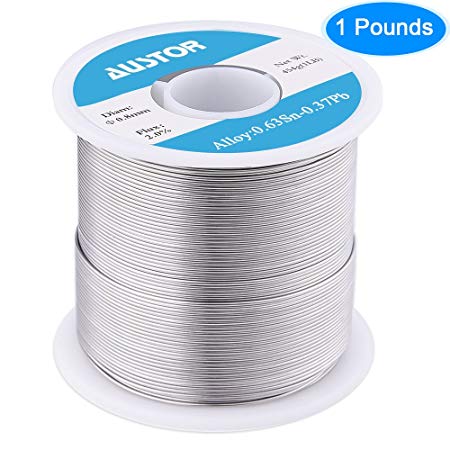 Austor 454g (1lb) Activity Solder Wire 63/37 (Sn 63%, Pb 37%), 0.8mm Diameter with Rosin Core