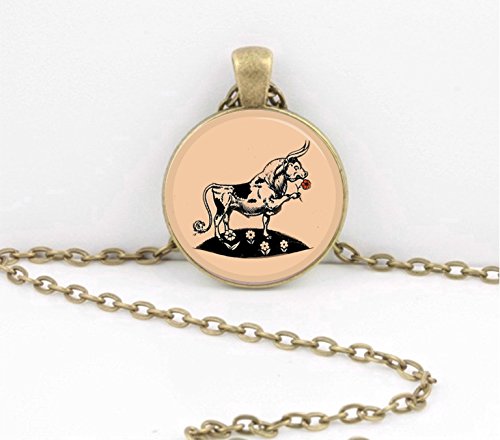 Ferdinand the Bull Classic Children's Story Glass Pendant Necklace or Key Ring