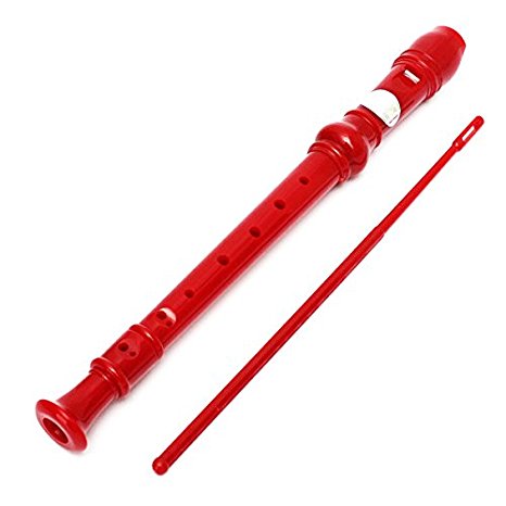 KINGSO Soprano Descant Recorder 8-Hole With Cleaning Rod   Case Bag Music Instrument Red