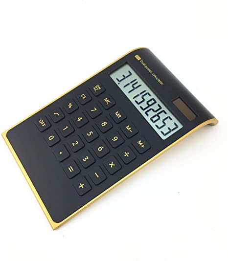 Amemo Elegant Design 10 Digits Dual Powered Standard Function Calculator Desktop Calculator(Black)
