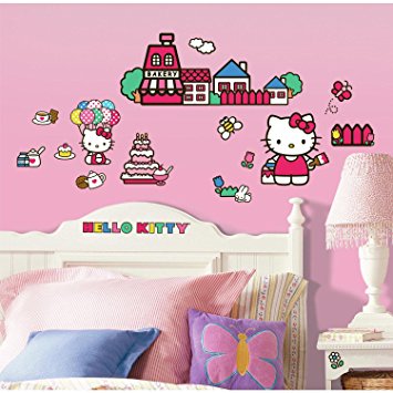 ROOMMATES RMK1678SCS Hello Kitty The World of Hello Kitty Peel and Stick Wall Decals